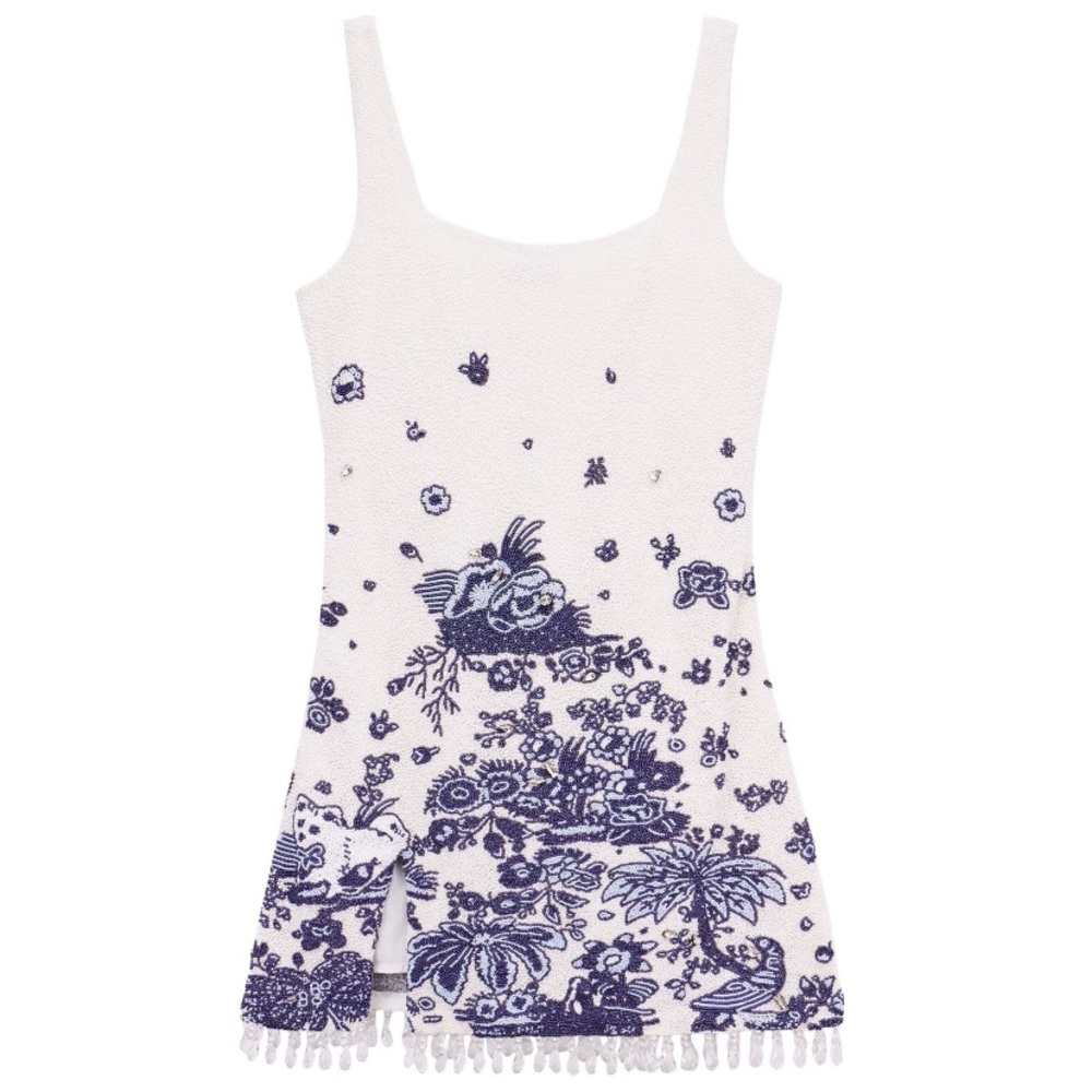 STAUD Le Sable Floral Beaded Minidress sz 4 NWT - Picture 4 of 10